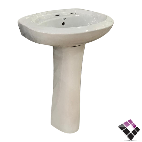 مغسلة خزف عمود طويل هندي لون أبيض دائري صغير رقم 1008