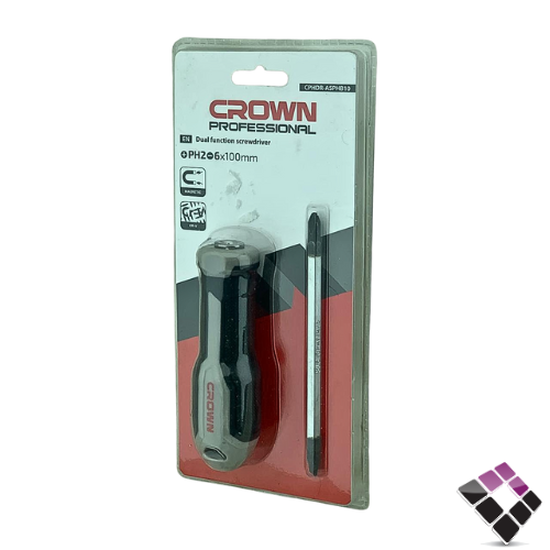 مفك وجهين رأس قلاب CROWN كراون 6.35×100 رقم 1050117