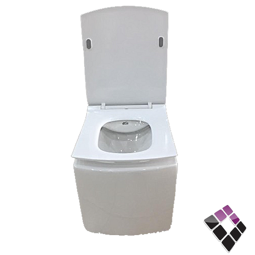 كرسى أفرنجى معلق STAMINA صينى مربع زاوية لون أبيض نظام تصريف مطور ريمليس RIMLESS + غطاء فايبر هيدروليك قاعدة كروم سهل الفك 18 سم رقم WH-0019NEW ..