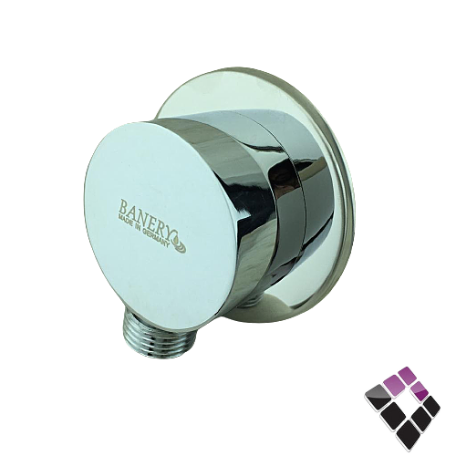 كوع مشبك شطاف + سماعة خلاط دفن مخفي لون كروم دائري BANERY الماني YC01