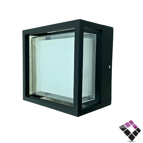 كشاف سور LED خارجي SYCO جرم المنيوم مكعب لون أسود وتر بروف إضاءة لون أصفر 15W رقم 10052