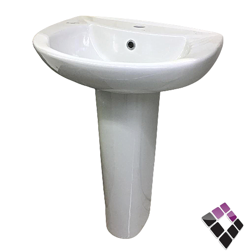 مغسلة خزف بورسلينا سعودي عمود كامل موديل لمى لون أبيض نخب أول