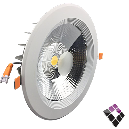 كشاف LED سبوت داخلي عدسة COB مزود بمبرد المنيوم NEW POWER  صيني جرم أبيض إضاءة 3000K أصفر 20سم 8"×30W***