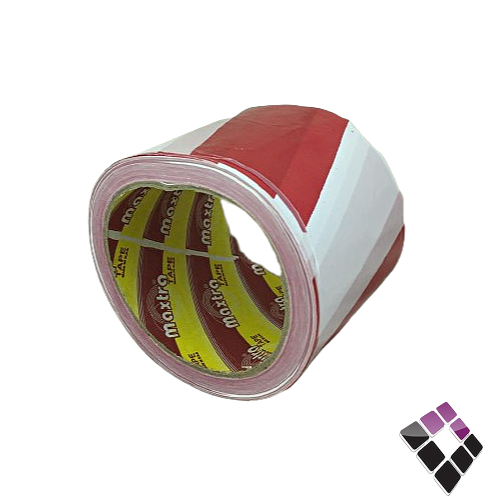 شريط تحذيري MAXTRA سعودي لون أحمر +أبيض  2"×100متر..