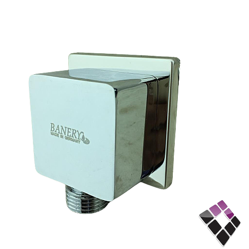 كوع مشبك شطاف + سماعة خلاط دفن مخفي لون كروم مربعBANERY الماني FC01