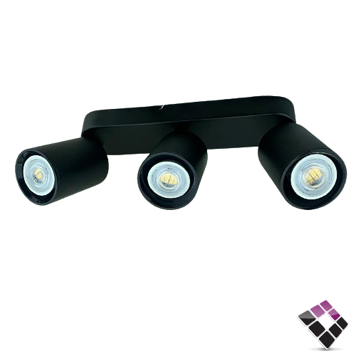 جرم سلندر المنيوم لطش خارجي ثلاثي متحرك قاعدة مستطيل لمبة GU10 هاينزو HAINZO جرم أسود 7سم رقم GH5071-3L بدون لمبات