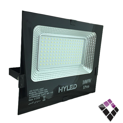 كشاف LED خارجي كوبس HYLED صيني جرم أسود إضاءة 6500K أبيض SMD نقاط 100 W  .