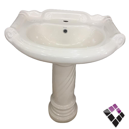 مغسلة هندي حوض مزخرف+عمود دائري لون بيج موديل برايم PRIME **