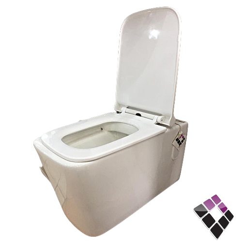 كرسي أفرنجى معلق صينى أبيض BRONZO مربع غطاء فايبر قاعدة كروم هيدروليك 18 سم رقم 703