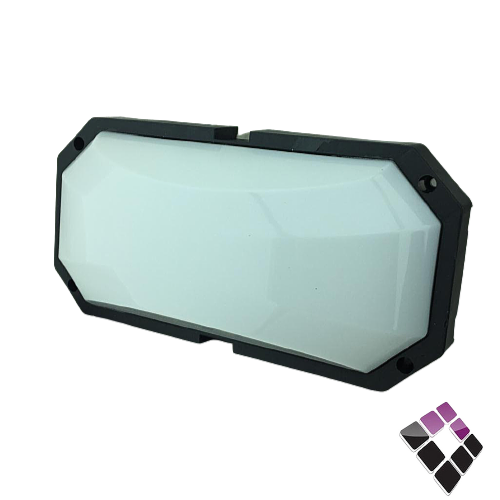 ابلك جداري مستطيل لطش LED سادة كبير + غطاء بلاستيك شريحة طوليةأسود همر HUMMER صيني جرم أسود اضاءة أصفر 24W رقم HU-2328B/24W/3000K.