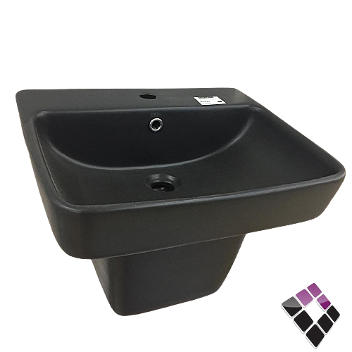 مغسلة خزف معلق EROS هندي موديل اليكسا ALEXA مربعة كبيرة لون أسود قطعة واحدة رقم ERS34011