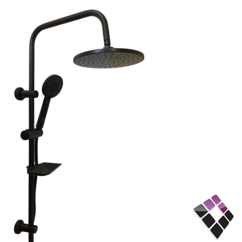 طقم شاور دش BATHROY ايطالي BRAVO لون أسود عمود + طاسة مدورة 22 سم + لي و سماعة رقم BS101-BLACK...رقم الصنف (3723204)