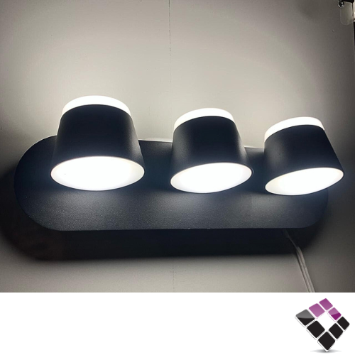 كشاف سور ثلاثي LED خارجي همر HUMMER جرم المنيوم أسود أسطواني أعلى + أسفل إضاءة 3000K أصفر 30W رقم 9533/3/30Y