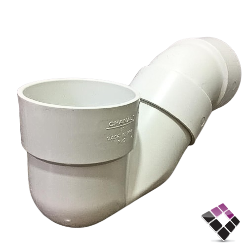 كوع ريحة بلاستيك UPVC شانيل سعودي ابيض ثقيل 3"