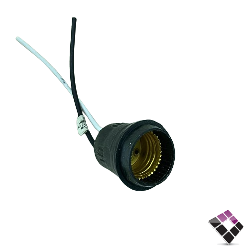 كوع لمبة علاقي هولدر وتر بروف ربل أسود مع سلك صيني ثقيل سنة E27