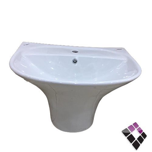 مغسلة خزف بورسلينا سعودي تعليق نص عمود موديل دالا دائرية لون أبيض نخب أول