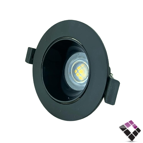 جرم سبوت GU10 مفرد مانع توهج بلاستيك دائري NEW POWER جرم أسود كامل مقاس 2" رقم 107235 بدون لمبة