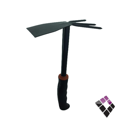 جاروف رأس مسحاة + شوكة ثلاثية صغير لون أسود مسكة ربل