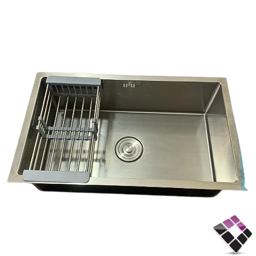 مجلى حوضين أستيل 304 سماكة 3ملم TECHNO STEEL سعودي لون كروم كامل مع الهراب مقاس 82×45 سم