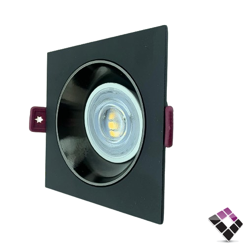 جرم سبوت مفرد مانع توهج المنيوم كامل مربع HAINZO جرم لون أسود لماع مقاس 2" رقم GH6013A بدون لمبة