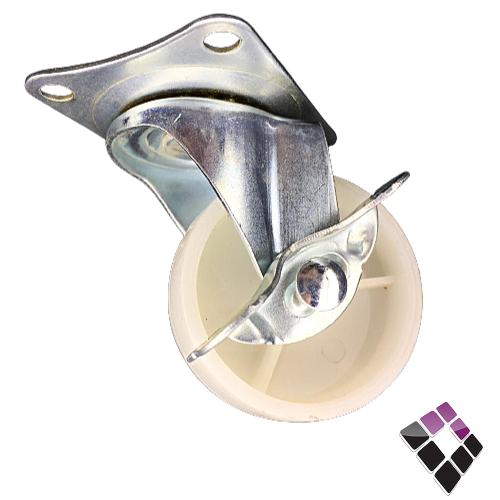 كفر عربية صيني متحرك بفرامل كفر بلاستيك أبيض رقم 50MM