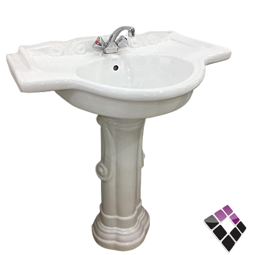 مغسلة هندي حوض+عمود مزخرف ابيض استار STERLING **