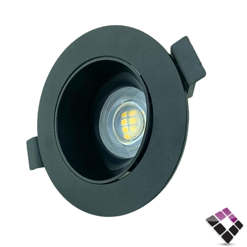 جرم سبوت لايت مفرد المنيوم مانع توهج دائري NEW POWER صيني جرم خارجي أسود داخلي أسود لماع مقاس 2" بدون لمبة