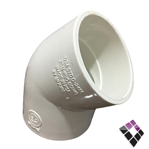 كوع فاتح UPVC بلاستيك أبيض 3P الخليجية سعودي ضغط 40 مقاس 2"