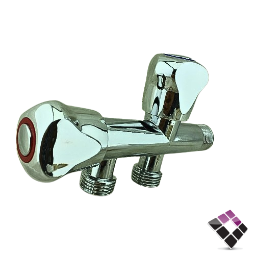 محبس زاوية مزدوج 2×1 لون كروم KANA صيني 1/2" رقم KA-2023