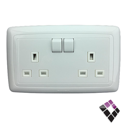 فيش مع مفتاح 13 امبير مجوز بحرة BAHRA سعودي أبيض جديد***