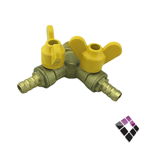 حنفيتين مع نقاص لي غاز يد أصفر فراشة مزدوج ORISA صيني نحاس كامل سنة خارجي 1/2" رقم AL/5226