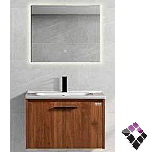 مغسلة حوض خزف دولاب خشب معالج plywood بليوود خشبي لون بني مقنو ARONA صيني 60CM + مراية إضاءة LED رقم AR150-60-4..