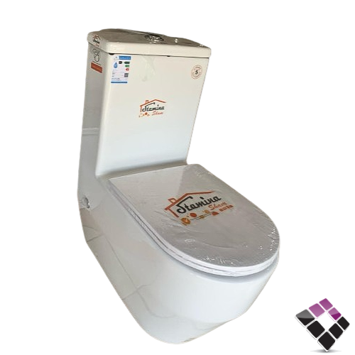 كرسى أفرنجى أرضي STAMINA صينى بيضاوي لون أبيض نظام تصريف مطور ريمليس RIMLESS + غطاء فايبر هيدروليك قاعدة كروم سهل الفك 25 سم رقم 8262