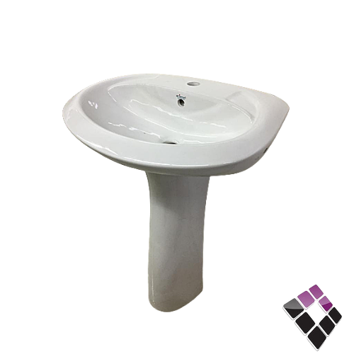 مغسلة خزف هندي انكور لون أبيض دائري مع عمود ARC01011.