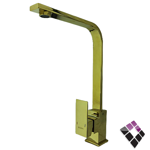 خلاط مجلى واقف 1 حرم  BANERY الماني لون ذهبي مربع رقبة L رقم JSX-008-FP3G