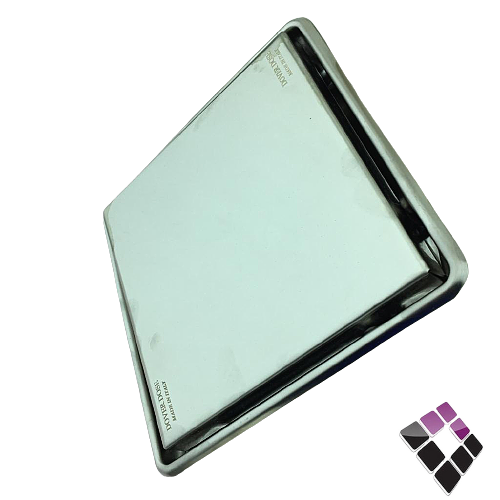 صفاية استيل 304 مفرغة للبلاط لون كروم DOVER DOSE ايطالي مع رداد بلاستيك مقاس 15×15