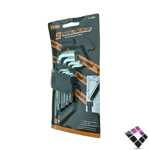 طقم مفتاح النكي سداسي YL صينى 9 قطع مقاس قصير