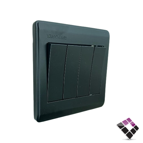 مفتاح رباعي NEW POWER صيني لون أسود عريض 16A رقم NP-804H1-BLK