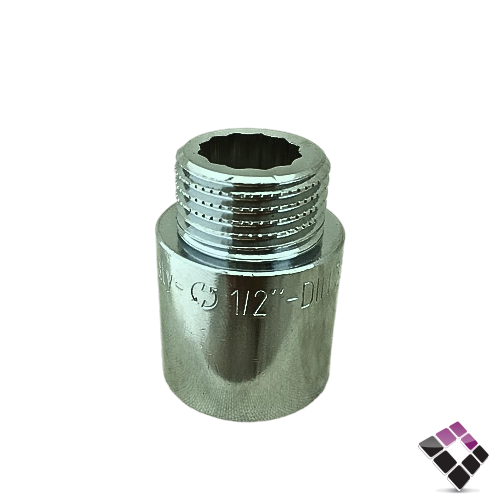 جلبة ذكر نحاس مطلي كروم ثقيل جنرال GENERAL Fittings ايطالي مقاس 1/2"×25 ملم