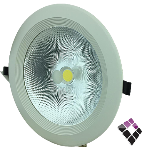 كشاف LED سبوت داخلي عدسة COB مزود بمبرد المنيوم NEW POWER  صيني إضاءة 4000k كريمي20سم 8"×30W***رقم 102096..