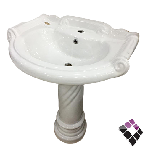 مغسلة هندي+عمود ديكور حوض مزخرف+عمود دائري ابيض موديل برايم PRIME **..