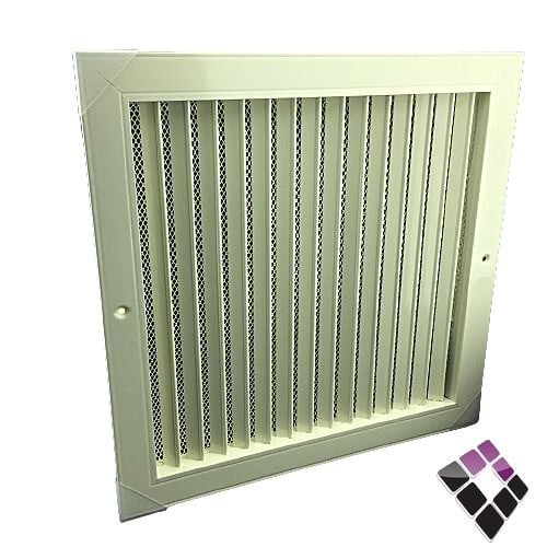 غطاء ديكور بشبك لمروحة الشفط و الدكت المنيوم مقاس 25×25سم بيج