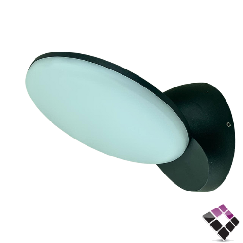 كشاف سور LED خارجي HAINZO جرم المنيوم لون أسود وتر بروف موديل مدور مائل إضاءة أصفر 12W DF8013