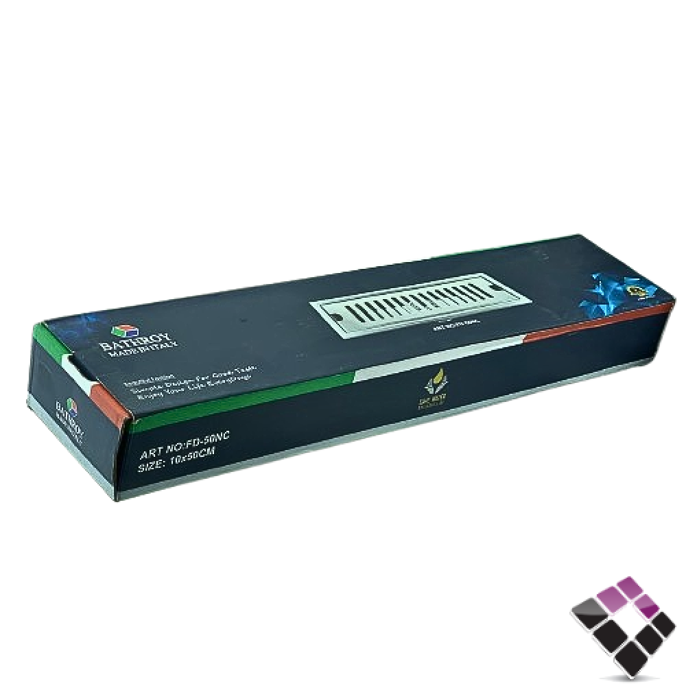 صفاية شبك عرض استيل SS304 لون كروم BATHROY  ايطالي مقاس 10×60 رقم 6702048