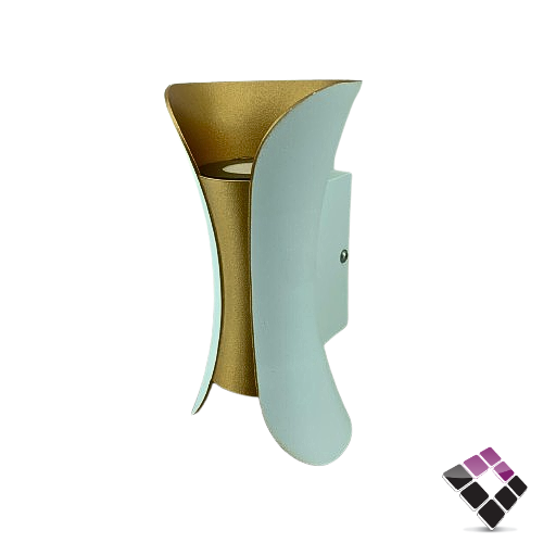 كشاف سور LED خارجي PLATO-PLUS وتر بروف جرم بلاستيك أبيض + ذهبي موديل مبخرة إضاءة جهتين أصفر 10W