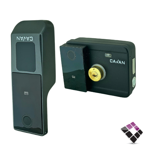 كالون باب ذكي IP65 خارجي CAVAN لون اسود M BLACK موديل باب حديد طرفين بصمة