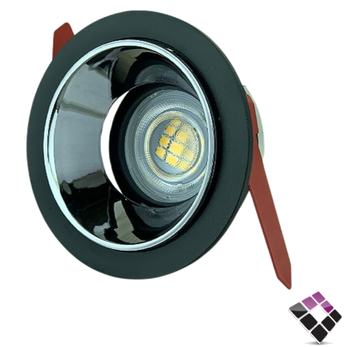 جرم سبوت مفرد مانع توهج المنيوم كامل دائري MomaN plus جرم خارجي أسود داخلي كروم نيكل مقاس 2" رقم DLS0013 بدون لمبة