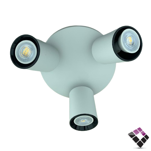 جرم سلندر المنيوم لطش خارجي ثلاثي متحرك قاعدة مدورة لمبة GU10 هاينزو HAINZO جرم أبيض 7سم رقم GH5072-3R  بدون لمبات