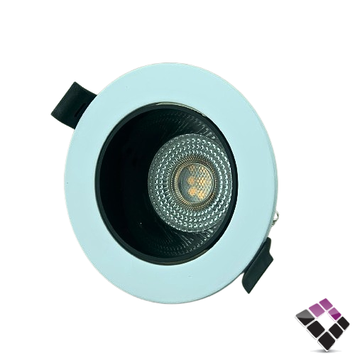 طقم جرم سبوت مانع توهج SYCO المنيوم مفرد 7سم الون أبيض / أسود مع اللمبة GU10 برم مونتانا هاي ستار إضاءة 7W أصفر 3000K + هولدر