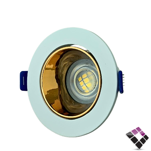 جرم اسبوت مانع توهج مفرد الرائد AL RAED صيني دائري لون أبيض داخل ذهبي لماع رقم 1902 بدون لمبة